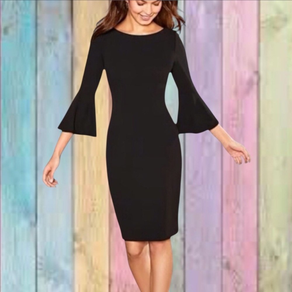 Tommy Hilfiger Black Bell Sleeve Sheath Dress